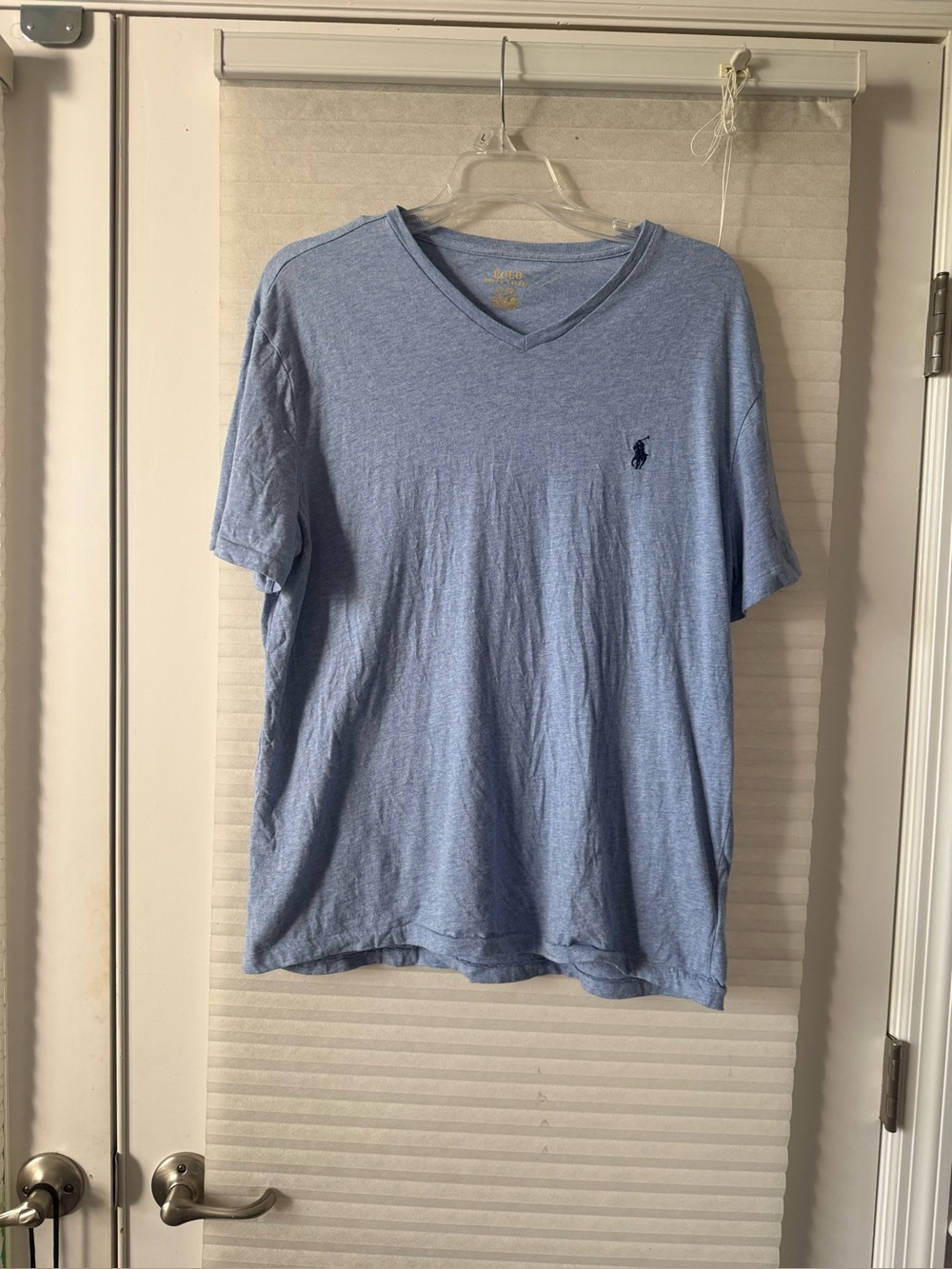Polo by Ralph Lauren Light Blue V-Neck Short Sleeve Tee, size M